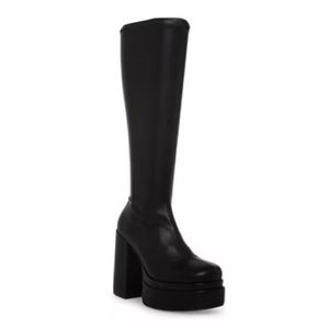 Madden Girl Explosive Black Platform Knee-High Boots